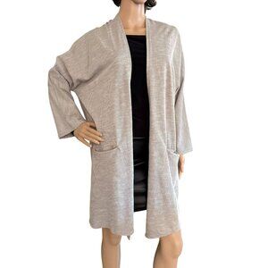 Donni Sandwash Long Cardigan Gray Striped Womens One Size Lightweight Jacket